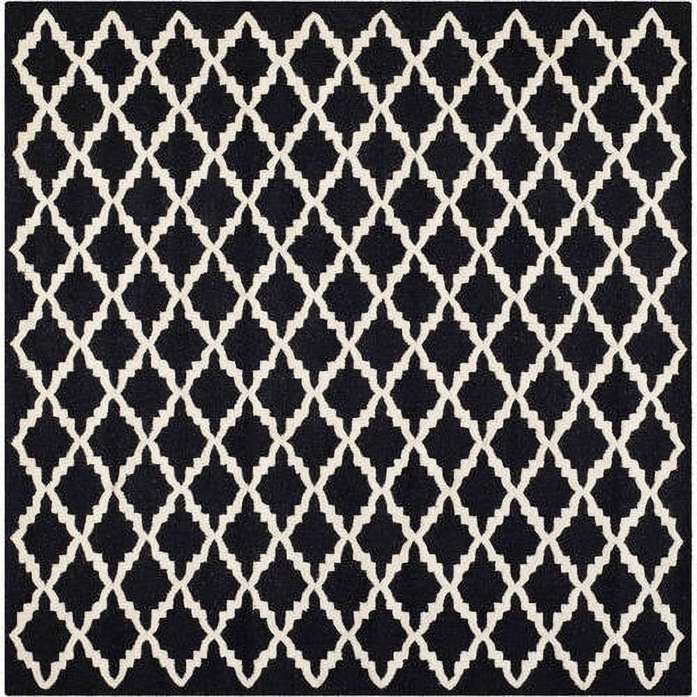 Handmade Black/Ivory Wool Tufted Square Area Rug 24" x 24"