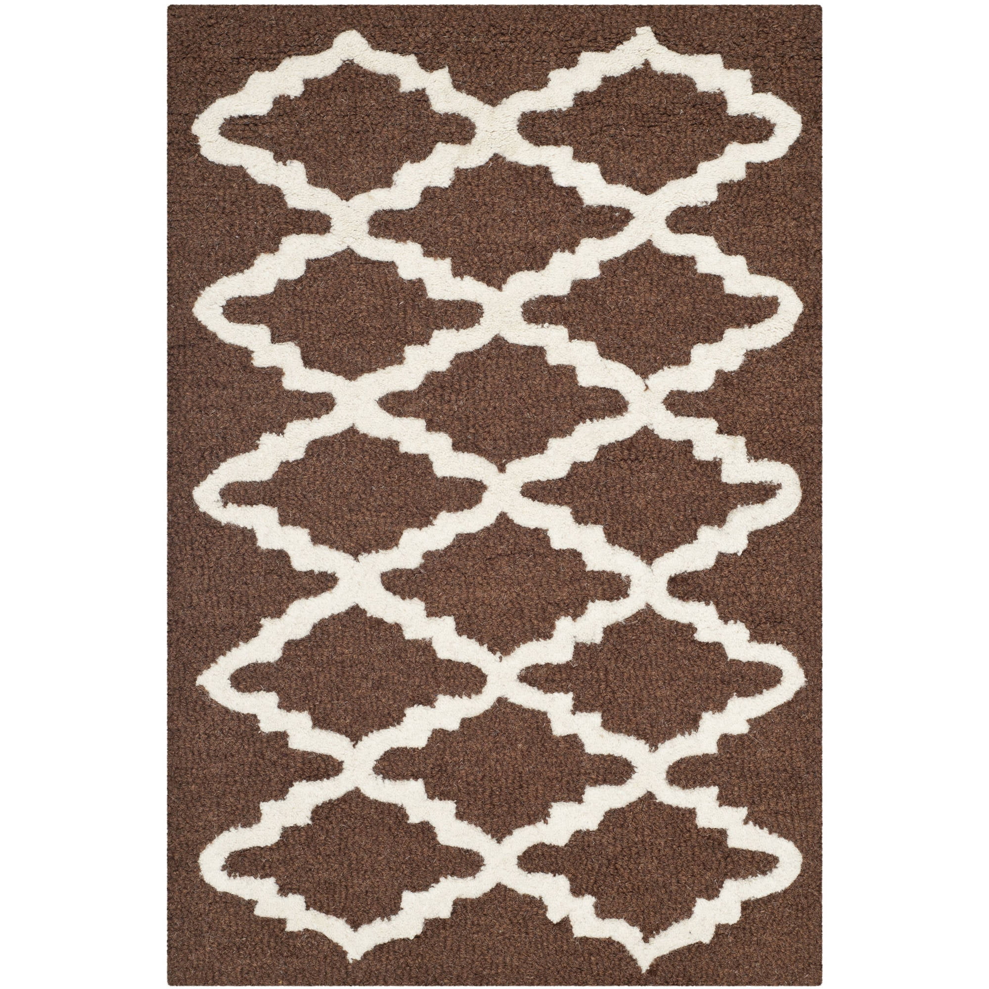 Handmade Cambridge Charm Dark Brown & Ivory Wool Rug, 2' x 3'