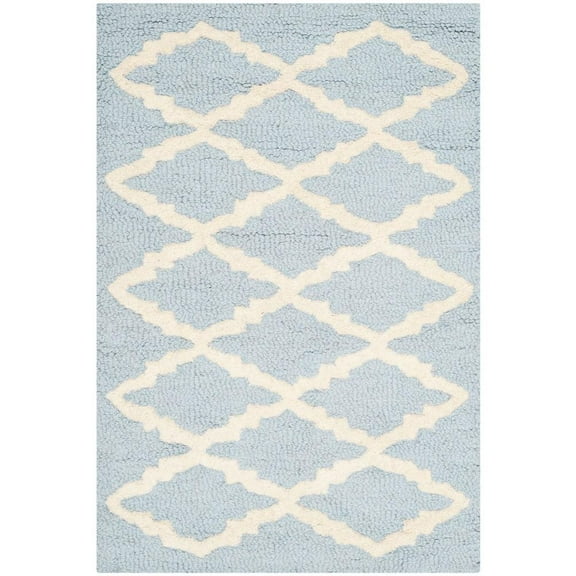 SAFAVIEH Cambridge Karen Geometric Wool Area Rug, Light Blue/Ivory, 2' x 3'