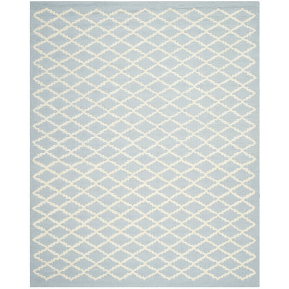 SAFAVIEH Cambridge Karen Geometric Wool Area Rug, Light Blue/Ivory, 6' x 9'