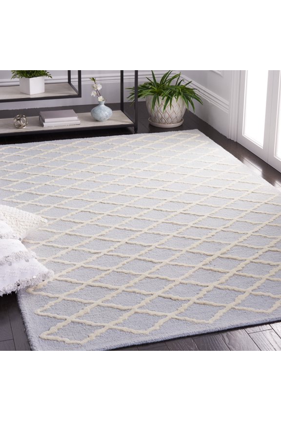 Cambridge Karen Geometric Wool Area Rug, Light Blue/Ivory, 8' x 10'