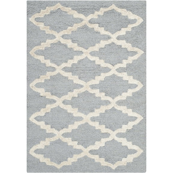 SAFAVIEH Cambridge Karen Geometric Wool Area Rug, Silver/Ivory, 3' x 5'