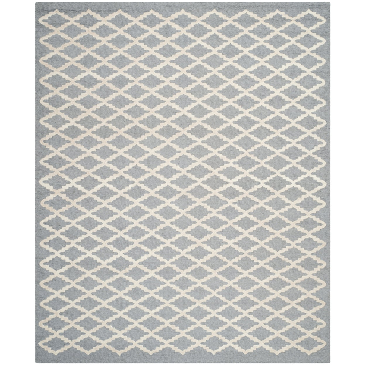 Handmade Silver and Ivory Tufted Wool Round Rug