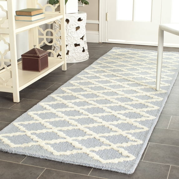 SAFAVIEH Cambridge Karen Geometric Wool Runner Rug, Light Blue/Ivory, 2'6" x 10'