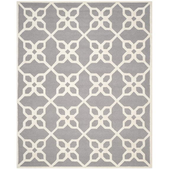 SAFAVIEH Cambridge Kayleah Geometric Wool Area Rug, Dark Gray/Ivory, 4' x 6'