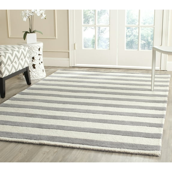 SAFAVIEH Cambridge Keaton Geometric Wool Area Rug, Gray/Ivory, 6' x 6' Square