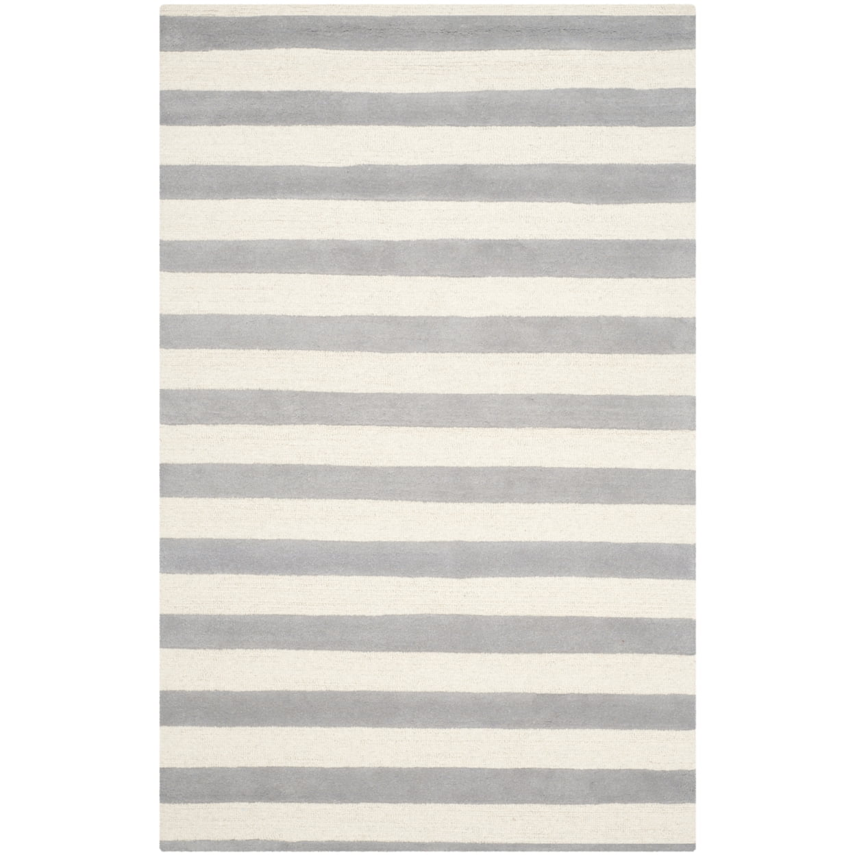 Elegant Grey Ivory Hand-Tufted Wool 6' Square Rug