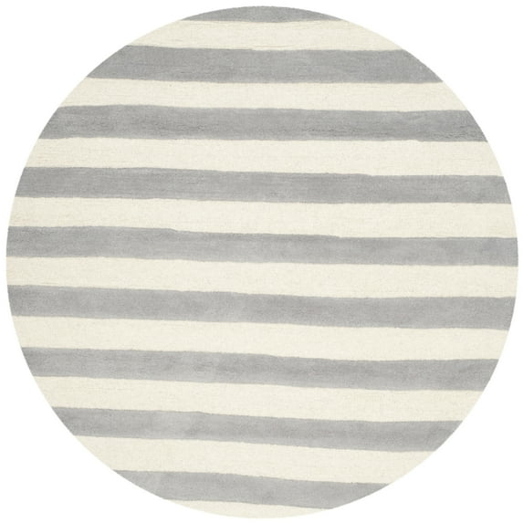 SAFAVIEH Cambridge Keaton Geometric Wool Area Rug, Gray/Ivory, 6' x 6' Round