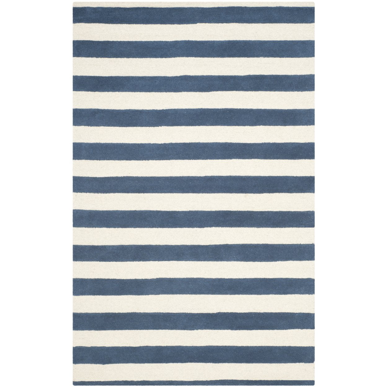 Hand-Tufted Navy/Ivory Wool 6' Square Area Rug