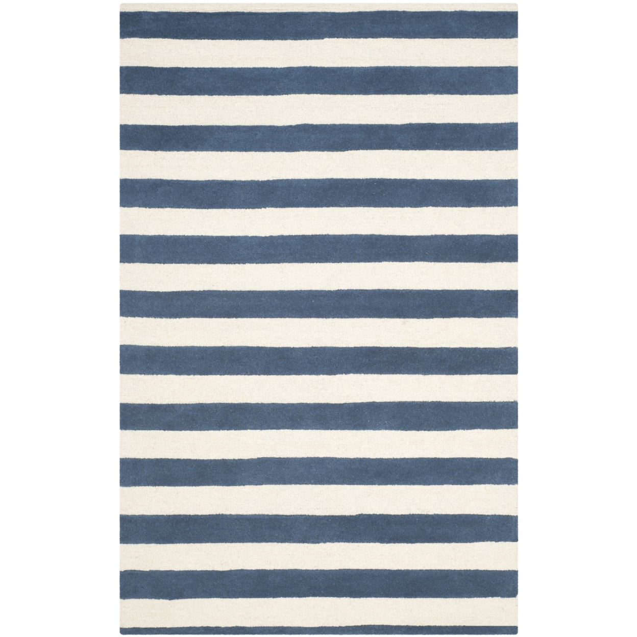 Hand-Tufted Navy/Ivory Wool 6' Square Area Rug