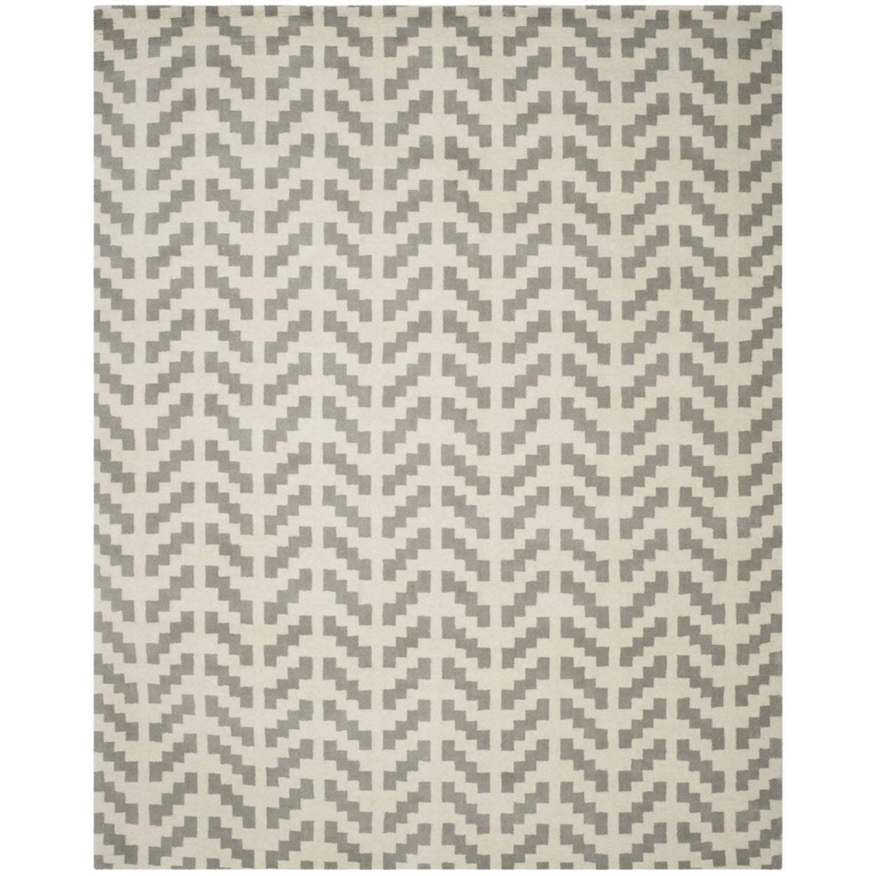 Hand-tufted Classic Geometric Grey & Ivory Wool Rug 4' x 6'