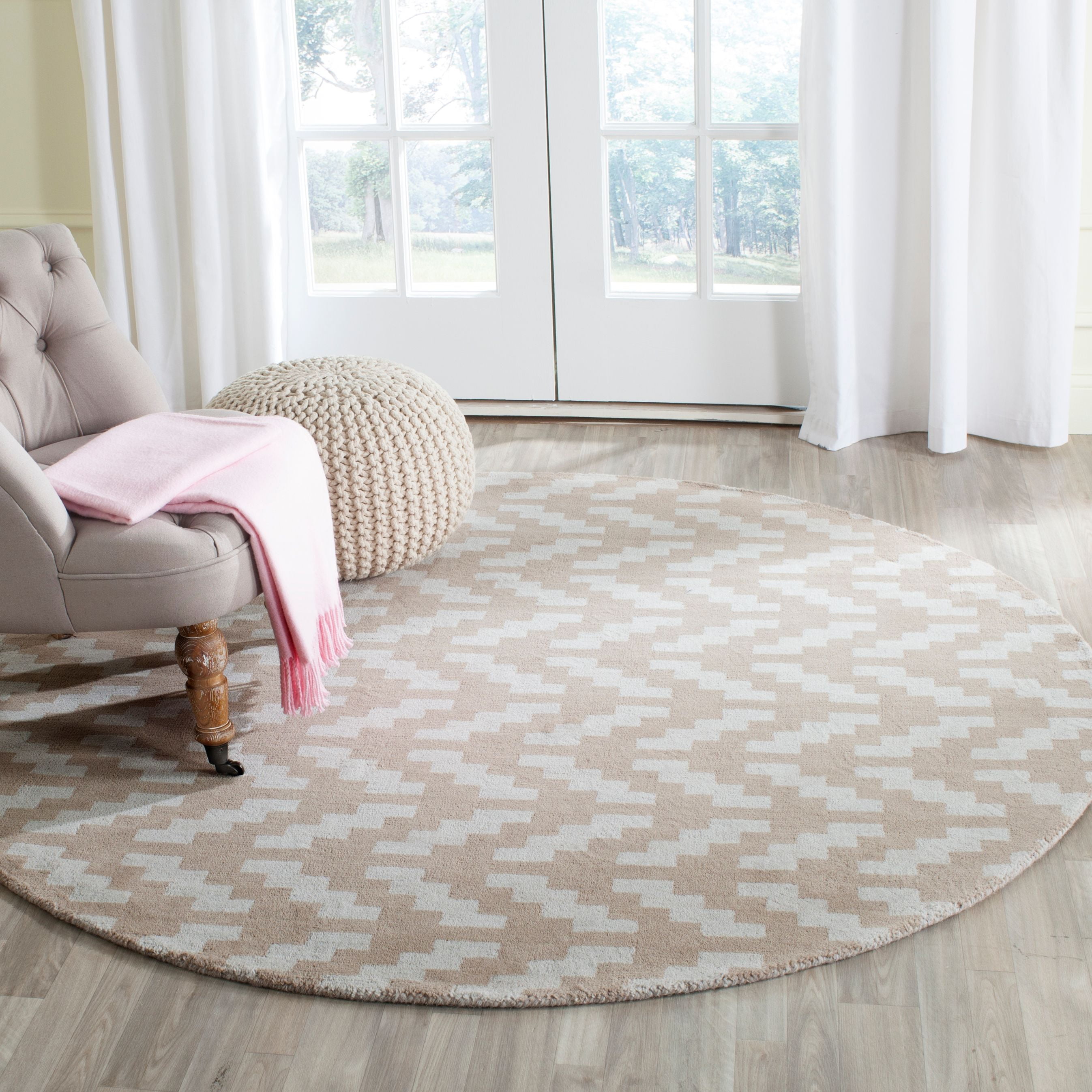 Elegance Grey Taupe Hand-Tufted Wool Round Rug 6'
