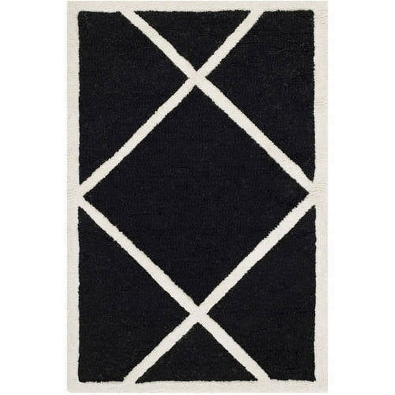 SAFAVIEH Cambridge Kennedy Geometric Diamonds Wool Area Rug, Black/Ivory, 2' x 3'