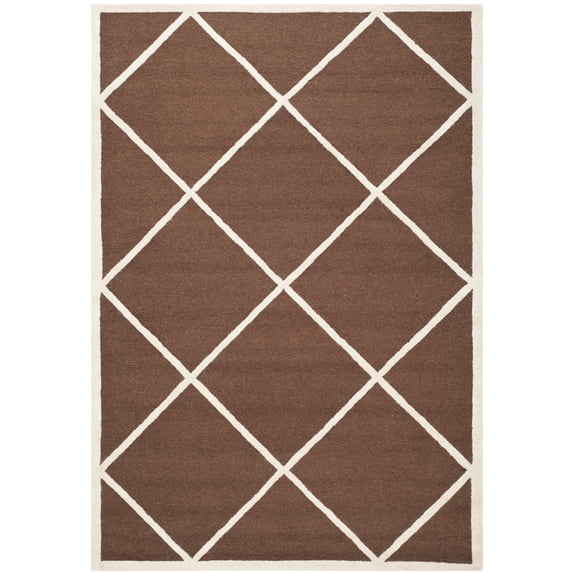 SAFAVIEH Cambridge Kennedy Geometric Diamonds Wool Area Rug, Dark Brown/Ivory, 6' x 9'