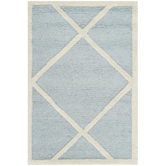 SAFAVIEH Cambridge Kennedy Geometric Diamonds Wool Area Rug, Light Blue/Ivory, 2' x 3'