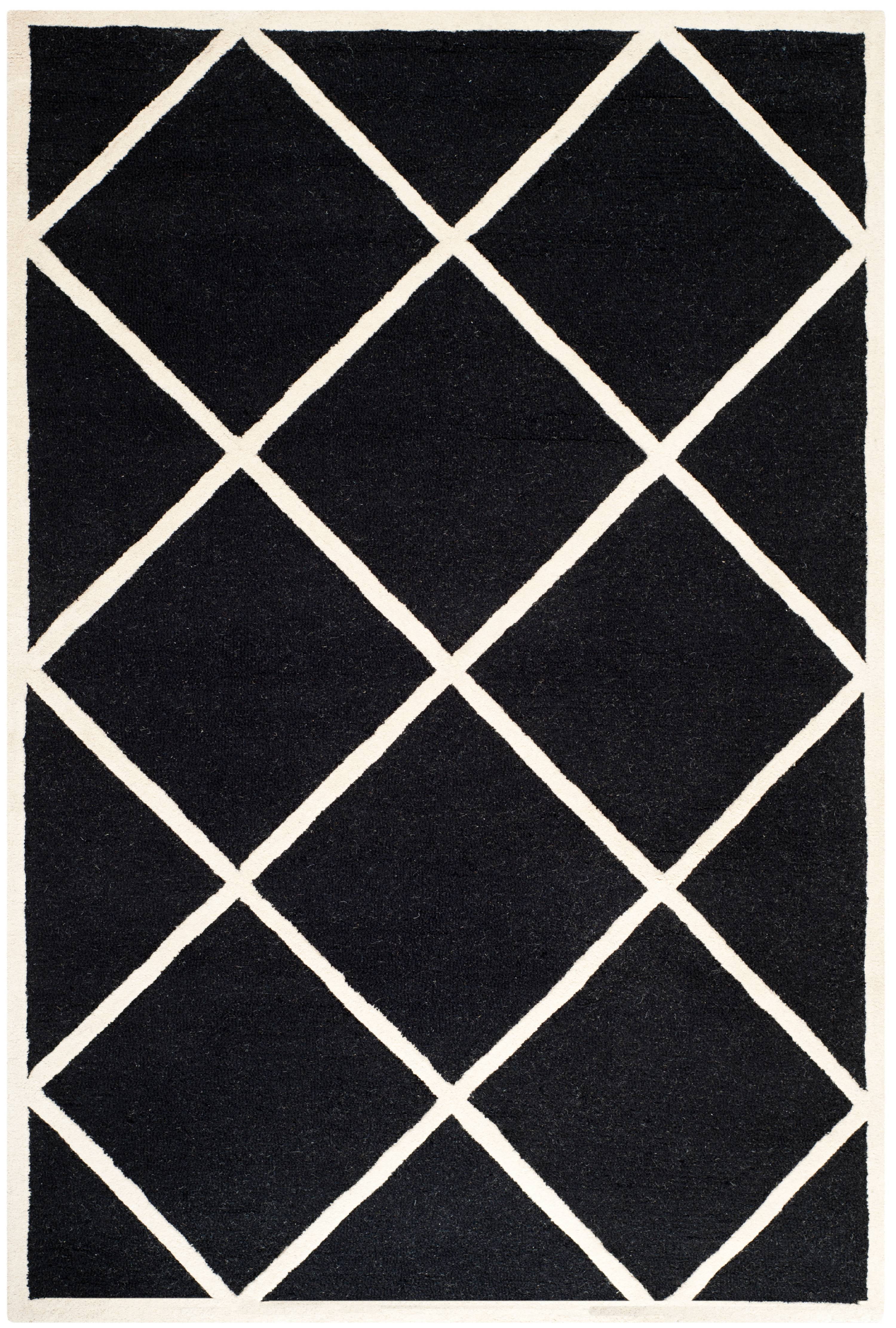 SAFAVIEH Cambridge Kennedy Geometric Wool Area Rug, Black/Ivory, 4' x 6'