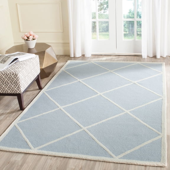 SAFAVIEH Cambridge Kennedy Geometric Wool Area Rug, Light Blue/Ivory, 8' x 10'