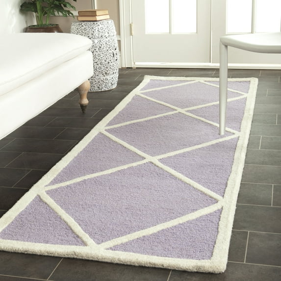 SAFAVIEH Cambridge Kennedy Geometric Wool Runner Rug, Lavender/Ivory, 2'6" x 8'