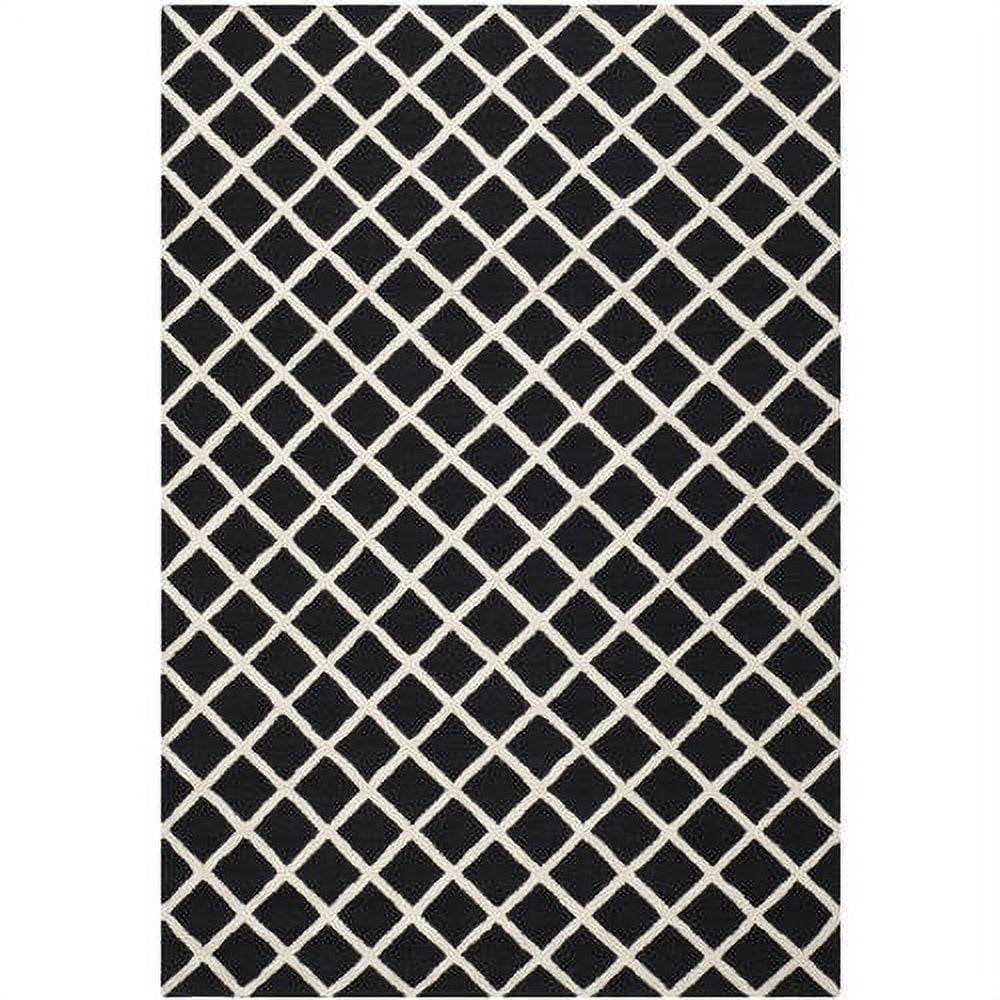 Eva Hand-Tufted Wool Square Rug in Black/Ivory - 6' x 9'