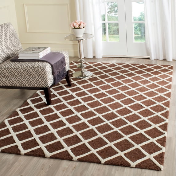 SAFAVIEH Cambridge Kenneth Geometric Diamonds Wool Area Rug, Dark Brown/Ivory, 8' x 10'
