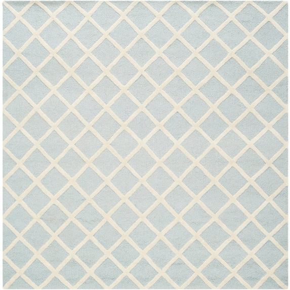 SAFAVIEH Cambridge Kenneth Geometric Diamonds Wool Area Rug, Light Blue/Ivory, 6' x 6' Square