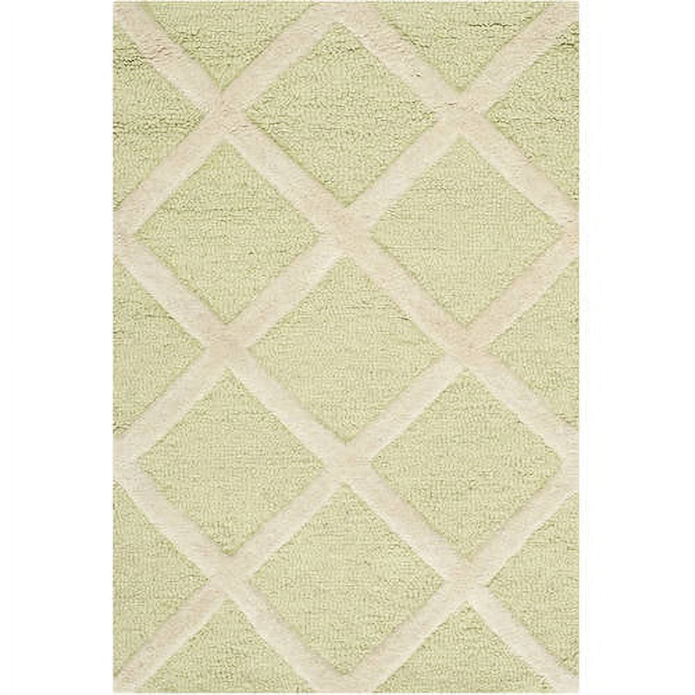 Elegant Light Green & Ivory Hand-Tufted Wool Accent Rug 24" Square