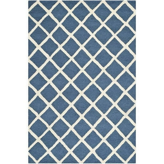 SAFAVIEH Cambridge Kenneth Geometric Diamonds Wool Area Rug, Navy/Ivory, 3' x 5'