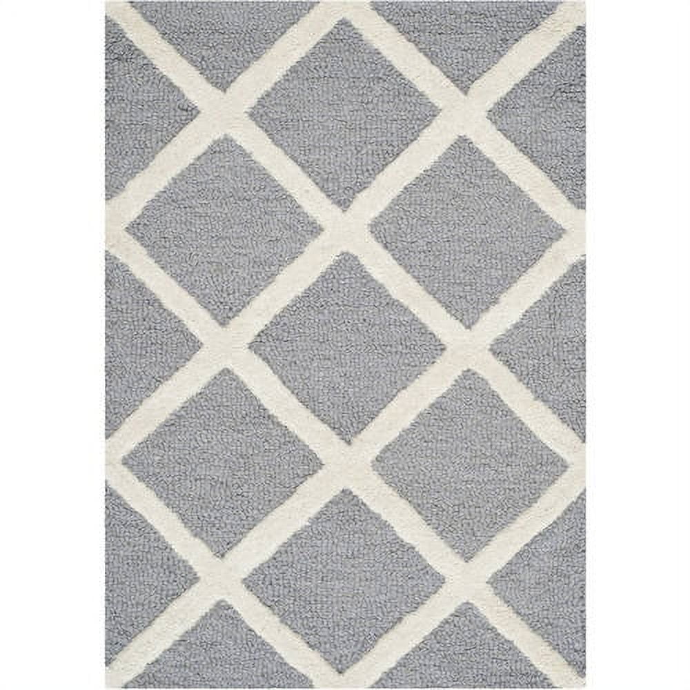 Silver & Ivory Hand-Tufted Wool Rectangular Area Rug, 2' x 3'