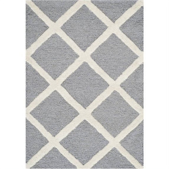SAFAVIEH Cambridge Kenneth Geometric Diamonds Wool Area Rug, Silver/Ivory, 2' x 3'