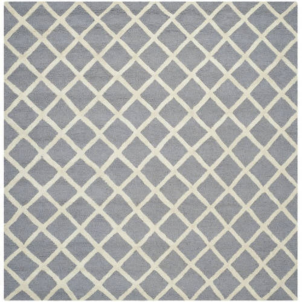 Hand-Tufted Silver Wool 47" Square Non-Slip Area Rug