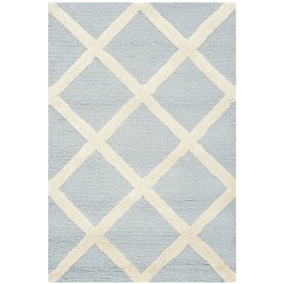 SAFAVIEH Cambridge Kenneth Geometric Wool Area Rug, Light Blue/Ivory, 2' x 3'