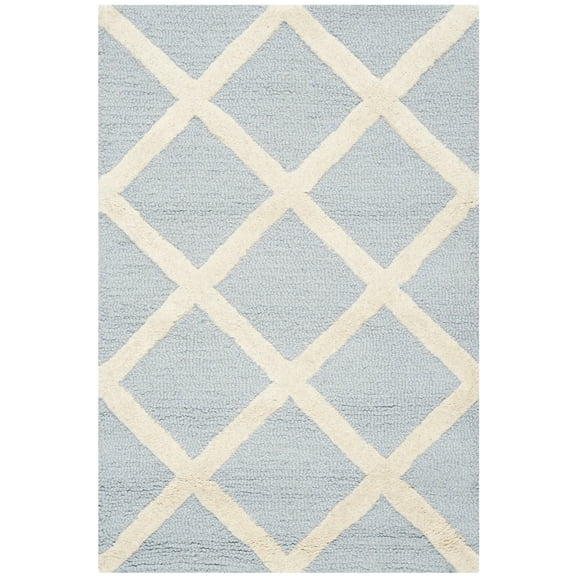 SAFAVIEH Cambridge Kenneth Geometric Wool Area Rug, Light Blue/Ivory, 2' x 3'