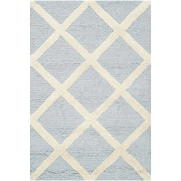 SAFAVIEH Cambridge Kenneth Geometric Wool Area Rug, Light Blue/Ivory, 3' x 5'