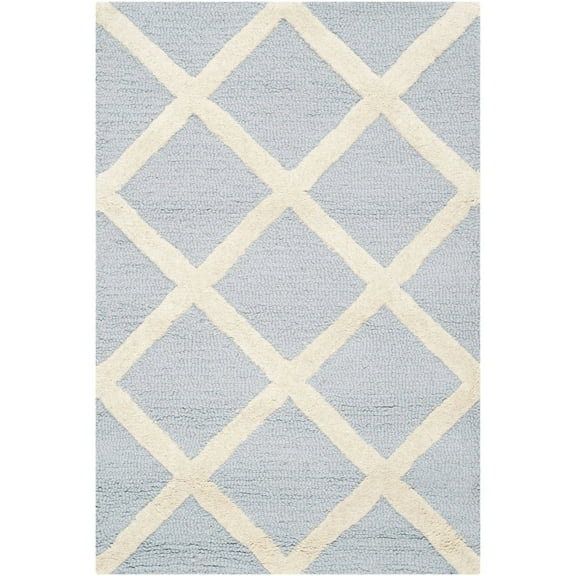 SAFAVIEH Cambridge Kenneth Geometric Wool Area Rug, Light Blue/Ivory, 3' x 5'