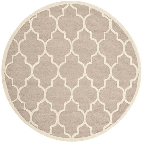 SAFAVIEH Cambridge Kevin Geometric Wool Area Rug, Beige/Ivory, 10' x 10' Round