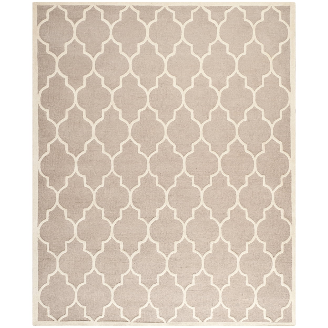 Hand-Tufted Beige and Ivory Wool Geometric Area Rug, 11' x 15'