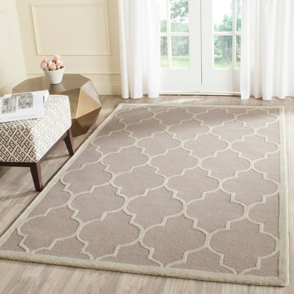 SAFAVIEH Cambridge Kevin Geometric Wool Area Rug, Beige/Ivory, 12' x 18'