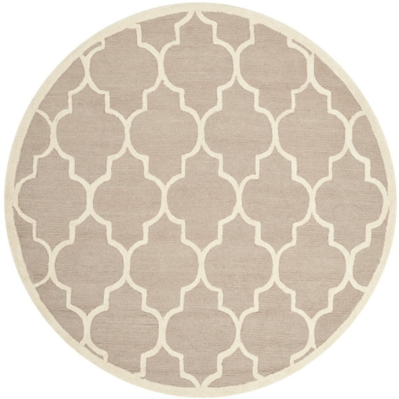 SAFAVIEH Cambridge Kevin Geometric Wool Area Rug, Beige/Ivory, 4' x 4' Round