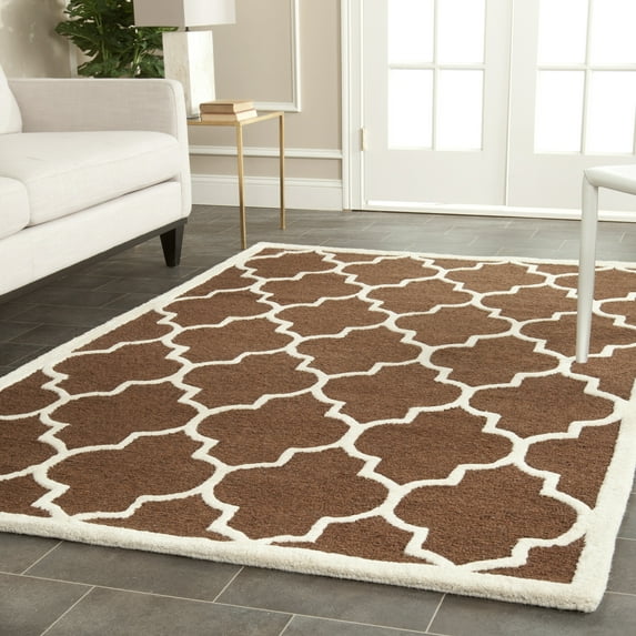 SAFAVIEH Cambridge Kevin Geometric Wool Area Rug, Dark Brown/Ivory, 8' x 10'