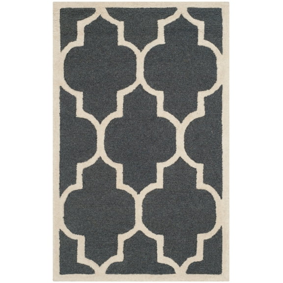 SAFAVIEH Cambridge Kevin Geometric Wool Area Rug, Dark Grey/Ivory, 2' x 3'