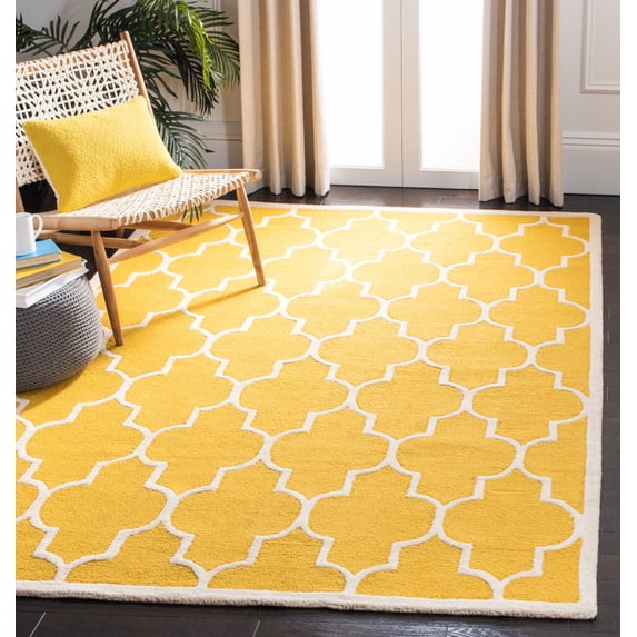 SAFAVIEH Cambridge Kevin Geometric Wool Area Rug, Gold/Ivory, 11'6" x 16'