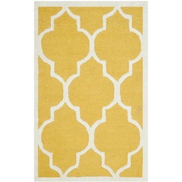 SAFAVIEH Cambridge Kevin Geometric Wool Area Rug, Gold/Ivory, 3' x 5'