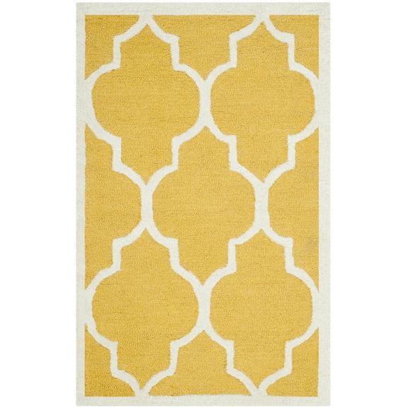 SAFAVIEH Cambridge Kevin Geometric Wool Area Rug, Gold/Ivory, 3' x 5'