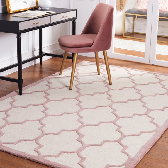 SAFAVIEH Cambridge Kevin Geometric Wool Area Rug, Ivory/Beige, 3' x 5'
