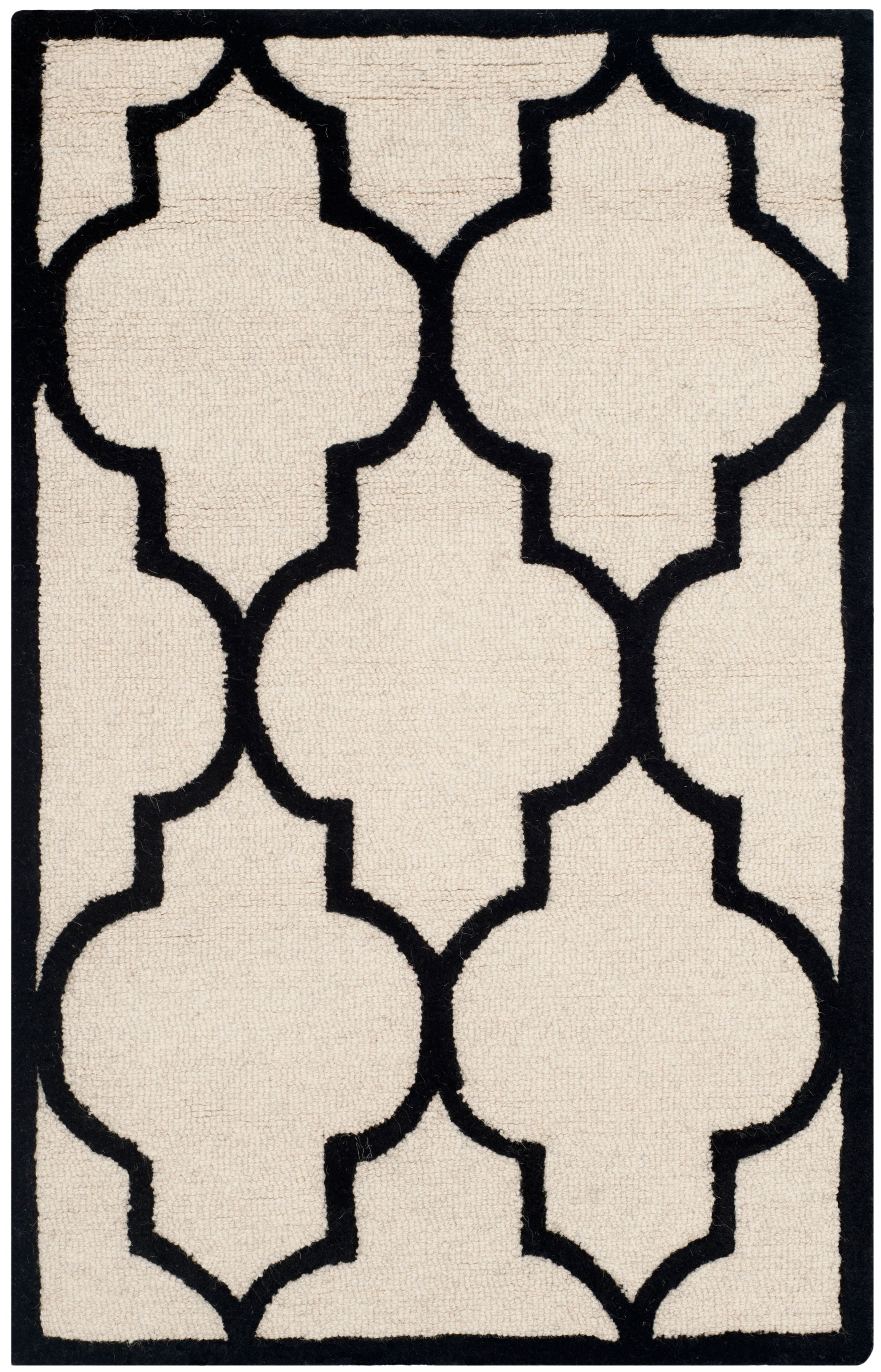 Ivory Geometric Tufted Wool Rectangular Accent Rug 2' x 3'