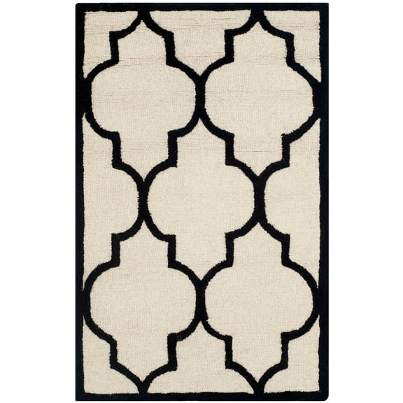 SAFAVIEH Cambridge Kevin Geometric Wool Area Rug, Ivory/Black, 2' x 3'