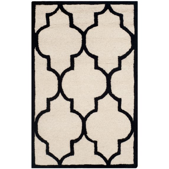 SAFAVIEH Cambridge Kevin Geometric Wool Area Rug, Ivory/Black, 2' x 3'