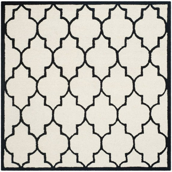 SAFAVIEH Cambridge Kevin Geometric Wool Area Rug, Ivory/Black, 6' x 6' Square