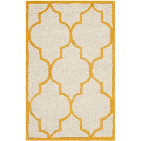 SAFAVIEH Cambridge Kevin Geometric Wool Area Rug, Ivory/Gold, 2' x 3'