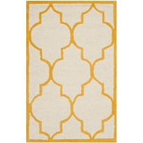 SAFAVIEH Cambridge Kevin Geometric Wool Area Rug, Ivory/Gold, 3' x 5'